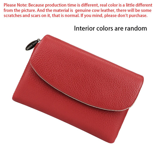 Royal Bagger Trendy Trifold Short Wallet for Women Genuine Cow Leather Credit Card Holder Casual Coin Purse 1502