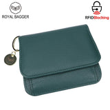 Royal Bagger RFID Short Wallet for Women Genuine Cow Leather Large Capacity Key Chain Card Holders Fashion Trifold Wallets 1459